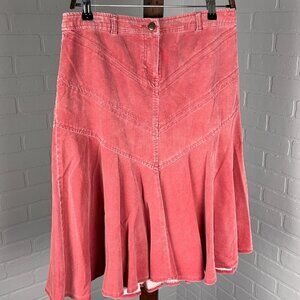 Sitwell Skirt Women 6 Red Tiered Ruffle Corduroy Skater 80s‎ Cotton Stretch